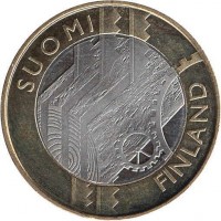 obverse of 5 Euro - Historical Provinces of Finland: Uusimaa (2011) coin with KM# 160 from Finland. Inscription: SUOMI FINLAND