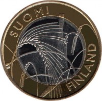 obverse of 5 Euro - Historical Provinces of Finland: Savonia (2011) coin with KM# 162 from Finland. Inscription: SUOMI FINLAND