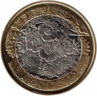 reverse of 5 Euro - The Nordic Nature: Flora (2012) coin with KM# 184 from Finland. Inscription: P