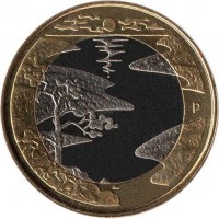 reverse of 5 Euro - Nordic Nature: Summer (2013) coin with KM# 196 from Finland. Inscription: P