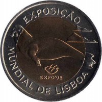 Portugal coin 100 Escudos - Lisbon World Expo '98: Monk Seal (1997) reverse reverse of 100 Escudos - Lisbon World Expo '98: Monk Seal (1997) coin with KM# 693 from Portugal. Inscription: EXPOSIÇÃO EXPO'98 MUNDIAL DE LISBOA