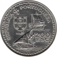 Portugal coin 200 Escudos - 600th Anniversary of Henry the Navigator (1994) obverse obverse of 200 Escudos - 600th Anniversary of Henry the Navigator (1994) coin with KM# 670 from Portugal. Inscription: REPUBLICA PORTUGUESA 200 ESC
