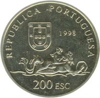 Portugal coin 200 Escudos - 500th Anniversary of Portuguese Colony in Mozambique (1998) obverse obverse of 200 Escudos - 500th Anniversary of Portuguese Colony in Mozambique (1998) coin with KM# 711 from Portugal. Inscription: REPUBLICA PORTUGUESA 1998 200 ESC