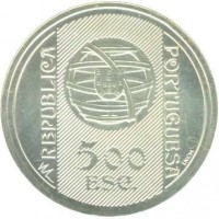 Portugal coin 500 Escudos - 150th Anniversary to Bank of Portugal (1996) obverse obverse of 500 Escudos - 150th Anniversary to Bank of Portugal (1996) coin with KM# 702 from Portugal. Inscription: REPUBLICA PORTUGUESA 500 ESC. INCM