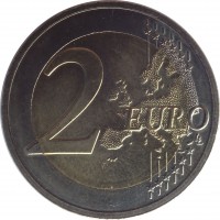 reverse of 2 Euro - Stork (2015) coin with KM# 171 from Latvia. Inscription: 2 EURO LL