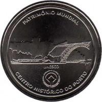 Portugal coin 2.5 Euro - A UNESCO World Heritage: Historic Centre of Porto (2008) reverse reverse of 2.5 Euro - A UNESCO World Heritage: Historic Centre of Porto (2008) coin with KM# 824 from Portugal. Inscription: PATRIMÓNIO MUNDIAL UNESCO INCM CENTRO HISTÓRICO DO PORTO