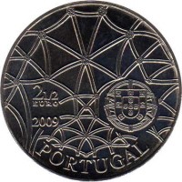 obverse of 2.5 Euro - A UNESCO World Heritage: Hieronymites Monastery, View of the ceiling by Diogo de Boitaca (2009) coin with KM# 792 from Portugal. Inscription: 2½ EURO 2009 PORTUGAL