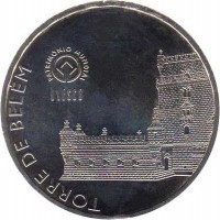 reverse of 2.5 Euro - A UNESCO World Heritage: Belem Tower (2009) coin with KM# 793 from Portugal. Inscription: PATRIMÓNIO MUNDIAL UNESCO TORRE DE BELÉM