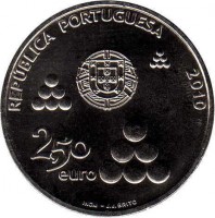 Portugal coin 2.5 Euro - Bicentenary of Linhas de Torres Defensive Line (2010) obverse obverse of 2.5 Euro - Bicentenary of Linhas de Torres Defensive Line (2010) coin with KM# 800 from Portugal. Inscription: REPUBLICA PORTUGUESA 2010 2,50 euro INCM J.J. BRITO