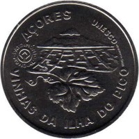 reverse of 2.5 Euro - A UNESCO World Heritage: Vineyard Culture of Pico Island, Azores (2011) coin with KM# 810 from Portugal. Inscription: AÇORES UNESCO PATRIMÓNIO MUNDIAL INCM P.Lourenço VINHAS DA ILHA DO PICO
