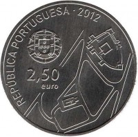 obverse of 2.5 Euro - A UNESCO World Heritage: Historic Centre of Guimaraes (2012) coin with KM# 819 from Portugal. Inscription: REPÚBLICA PORTUGUESA · 2012 2,50 euro