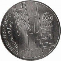 reverse of 2.5 Euro - A UNESCO World Heritage: Historic Centre of Guimaraes (2012) coin with KM# 819 from Portugal. Inscription: CENTRO HISTÓRICO GUIMARÃES PATRIMÓNIO MUNDIAL UNESCO INCM - A. MARINHO
