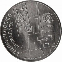 Portugal coin 2.5 Euro - A UNESCO World Heritage: Historic Centre of Guimaraes (2012) reverse reverse of 2.5 Euro - A UNESCO World Heritage: Historic Centre of Guimaraes (2012) coin with KM# 819 from Portugal. Inscription: CENTRO HISTÓRICO GUIMARÃES PATRIMÓNIO MUNDIAL UNESCO INCM - A. MARINHO
