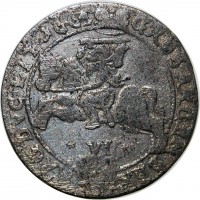 Polish–Lithuanian Commonwealth coin 6 Grossus - John II Casimir - Lithuanian (1664 - 1668) reverse reverse of 6 Grossus - John II Casimir - Lithuanian (1664 - 1668) coin with KM# 91 from Polish–Lithuanian Commonwealth. Inscription: VI GROS. ARGEN. SEX. MAG. DVC. LIT. 1665