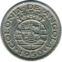 obverse of 50 Centavos - 300th Anniversary of Revolution of 1648 (1948 - 1950) coin with KM# 72 from Angola. Inscription: COLONIA · DE · ANGOLA · 1950 ·