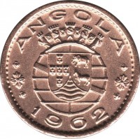 obverse of 20 Centavos (1962) coin with KM# 78 from Angola. Inscription: ANGOLA 1962