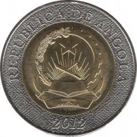 Angola coin 10 Kwanzas (2012) obverse obverse of 10 Kwanzas (2012) coin with KM# 110 from Angola. Inscription: REPÚBLICA DE ANGOLA 2012