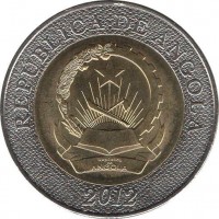 obverse of 10 Kwanzas (2012) coin with KM# 110 from Angola. Inscription: REPÚBLICA DE ANGOLA 2012