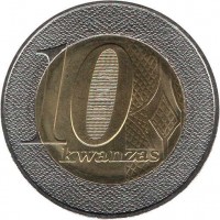 reverse of 10 Kwanzas (2012) coin with KM# 110 from Angola. Inscription: 10 kwanzas