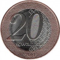Angola coin 20 Kwanzas - Queen Rainha Njinga (2014) reverse reverse of 20 Kwanzas - Queen Rainha Njinga (2014) coin with KM# 106 from Angola. Inscription: 20 Kwanzas 2014
