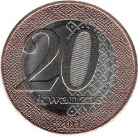 reverse of 20 Kwanzas - Queen Rainha Njinga (2014) coin with KM# 106 from Angola. Inscription: 20 Kwanzas 2014