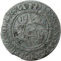 Polish–Lithuanian Commonwealth coin 4 Groschen - Stanisław II August (1766 - 1782) reverse reverse of 4 Groschen - Stanisław II August (1766 - 1782) coin with KM# 185 from Polish–Lithuanian Commonwealth. Inscription: LXXX. EX. MARCA PURA COL 1767 F S 4. GR