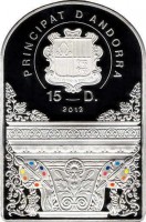 Andorra coin 15 Diners - Joan Enric Vives i Sicília - Renaissance Madonna obverse of 15 Diners - Joan Enric Vives i Sicília - Renaissance Madonna