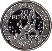 Belgium coin 20 Euro - Albert II - A Dog of Flanders (2010) obverse obverse of 20 Euro - Albert II - A Dog of Flanders (2010) coin with KM# 305 from Belgium. Inscription: BELGIE . BELGIQUE . BELGIEN 20 EURO 2010