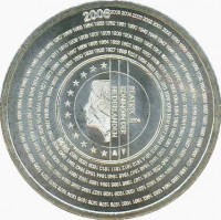 obverse of 5 Euro - Beatrix - 200 Year of Tax Service (2006) coin with KM# 267 from Netherlands. Inscription: 2006 BEATRIX KONINGIN DER NEDERLANDEN 2006