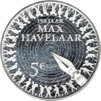 Netherlands coin 5 Euro - Beatrix - 150th Anniversary of novel reverse of 5 Euro - Beatrix - 150th Anniversary of novel
