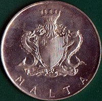 obverse of 1 Pound - Elizabeth II - Manwel Dimech (1972) coin with KM# 13 from Malta. Inscription: MALTA