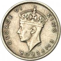 obverse of 6 Pence - George VI (1942 - 1943) coin with KM# 11a from Fiji. Inscription: GEORGE VI KING EMPEROR