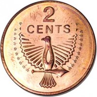 Solomon Islands coin 2 Cents - Elizabeth II - 2'nd Portrait (1977 - 1983) reverse reverse of 2 Cents - Elizabeth II - 2'nd Portrait (1977 - 1983) coin with KM# 2 from Solomon Islands. Inscription: 2 CENTS