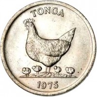 obverse of 5 Seniti - Taufa'ahau Tupou IV - FAO (1975 - 1979) coin with KM# 44 from Tonga. Inscription: TONGA 1975