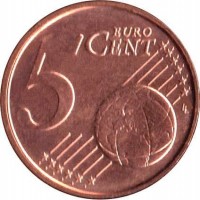 Belgium coin 5 Euro Cent - Albert II - 2'nd Type; 2'nd Portrait (2008) reverse reverse of 5 Euro Cent - Albert II - 2'nd Type; 2'nd Portrait (2008) coin with KM# 276 from Belgium. Inscription: 5 EURO CENT LL