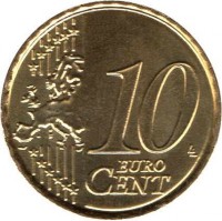 Belgium coin 10 Euro Cent - Albert II - 2'nd Map; 1'nd Type; 1'nd Portrait (2007) reverse reverse of 10 Euro Cent - Albert II - 2'nd Map; 1'nd Type; 1'nd Portrait (2007) coin with KM# 242 from Belgium. Inscription: 10 EURO CENT LL