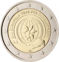 obverse of 2 Euro - Philippe - 2015: European Year for Development (2015) coin from Belgium. Inscription: 2015 EUROPEAN YEAR FOR DEVELOPMENT BE