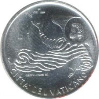 reverse of 1 Lira - Paul VI - FAO (1969) coin with KM# 108 from Vatican City. Inscription: CITTA' DEL VATICANO L.1