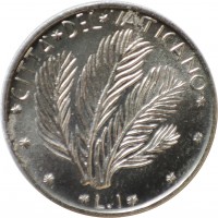 reverse of 1 Lira - Paul VI (1970 - 1977) coin with KM# 116 from Vatican City. Inscription: *CITA'*DEL*VATICANO* *L. 1*