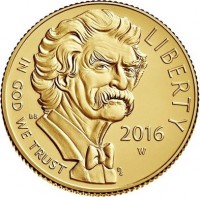 obverse of 5 Dollars - Mark Twain (2016) coin with KM# 626 from United States. Inscription: LIBERTY IN GOD WE TRUST BS W 2016