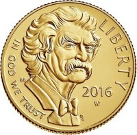 United States coin 5 Dollars - Mark Twain (2016) obverse obverse of 5 Dollars - Mark Twain (2016) coin with KM# 626 from United States. Inscription: LIBERTY IN GOD WE TRUST BS W 2016