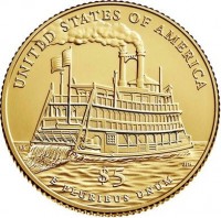 United States coin 5 Dollars - Mark Twain (2016) reverse reverse of 5 Dollars - Mark Twain (2016) coin with KM# 626 from United States. Inscription: UNITED STATES OF AMERICA $ 5 JFM E PLURIBUS UNUM