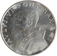 Vatican City coin 10 Lire - Paul VI (1963 - 1965) obverse obverse of 10 Lire - Paul VI (1963 - 1965) coin with KM# 79 from Vatican City. Inscription: PAVLVS · VI · PONT · MAX · A · III