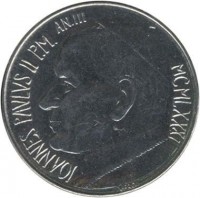 Vatican City coin 100 Lire - John Paul II (1981) obverse obverse of 100 Lire - John Paul II (1981) coin with KM# 158 from Vatican City. Inscription: IOANNES PAVLVS II P.M. AN.III MCMLXXXI VEROI