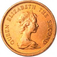 Tuvalu coin 1 Cent - Elizabeth II - 2'nd Portrait (1976 - 1985) obverse obverse of 1 Cent - Elizabeth II - 2'nd Portrait (1976 - 1985) coin with KM# 1 from Tuvalu. Inscription: QUEEN ELIZABETH THE SECOND