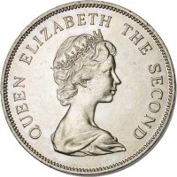 obverse of 50 Cents - Elizabeth II - 2'nd Portrait (1976 - 1985) coin with KM# 6 from Tuvalu. Inscription: QUEEN ELIZABETH THE SECOND