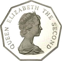 obverse of 1 Dollar - Elizabeth II - 2'nd Portrait (1976 - 1985) coin with KM# 7 from Tuvalu. Inscription: QUEEN ELIZABETH THE SECOND