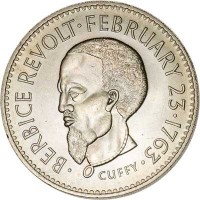 reverse of 1 Dollar - FAO (1970) coin with KM# 36 from Guyana. Inscription: BERBICE REVOLT FEBRUARY 23 1763 CUFFY