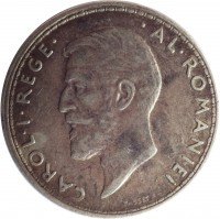 obverse of 2 Lei - Carol I (1910 - 1914) coin with KM# 43 from Romania. Inscription: CAROL · I · REGE · · AL · ROMANIEI TASSET