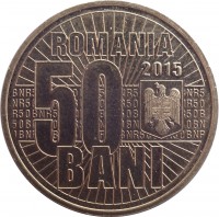 Romania coin 50 Bani - 10th Anniversary of redenomination of the Leu (2015) obverse obverse of 50 Bani - 10th Anniversary of redenomination of the Leu (2015) coin from Romania. Inscription: ROMANIA 2015 50 BANI